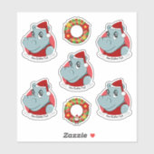 Sticker de Noël Hippo Santa Claus (Feuille)