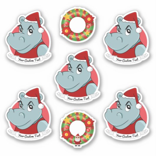 Sticker de Noël Hippo Santa Claus (Devant)