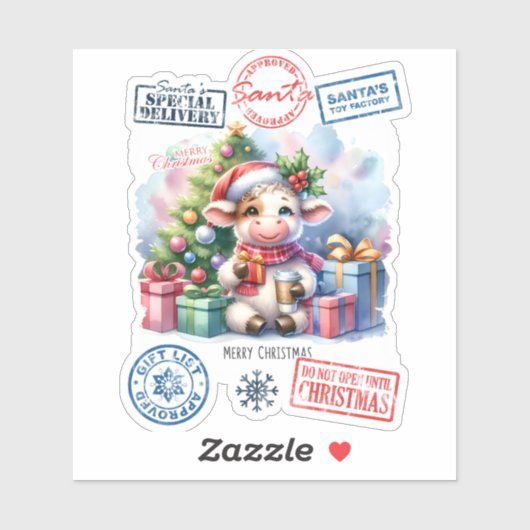 Sticker de Noël joyeux (Feuille)