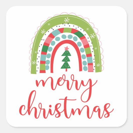 Sticker de Noël Joyeux Arc-en-ciel (Devant)