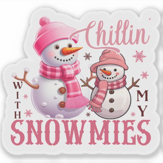 Sticker de Noël joyeux rose (Devant)