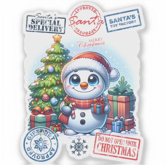 Sticker de Noël Joyeux Snowman (Devant)