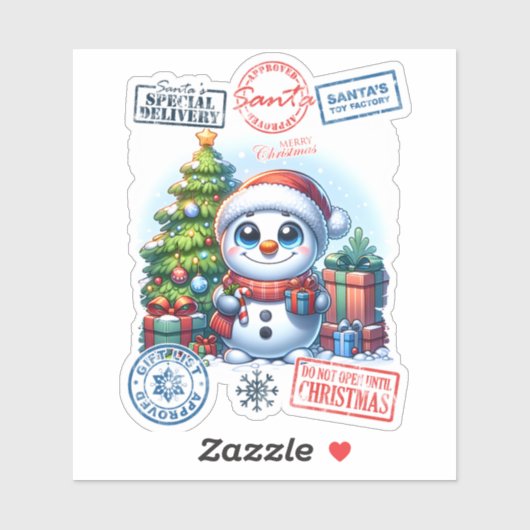 Sticker de Noël Joyeux Snowman (Feuille)