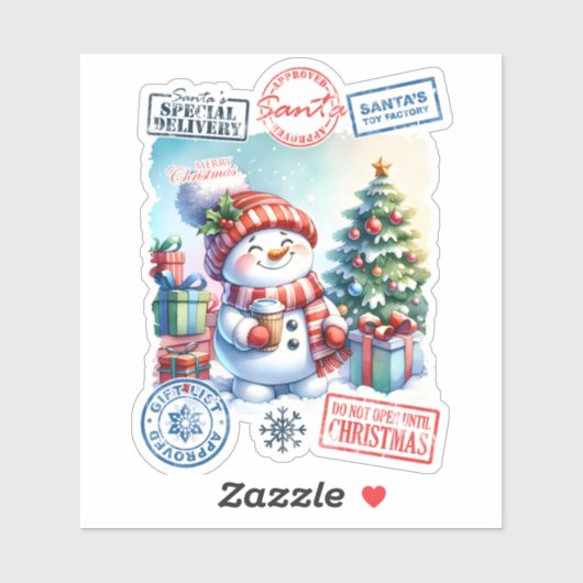 Sticker de Noël Joyeux Snowman (Feuille)