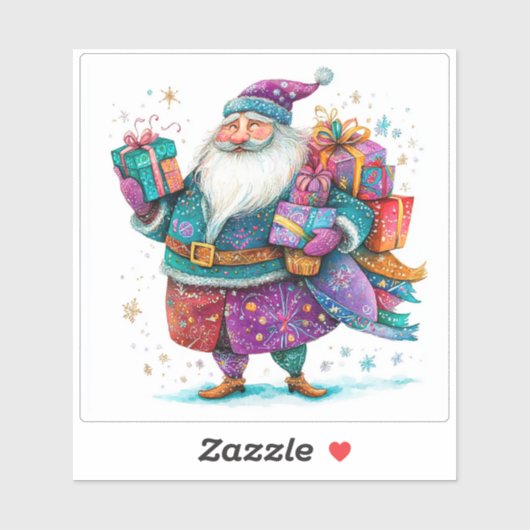 Sticker de Noël Joyeux Violet (Feuille)