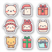 Sticker de Noël Kawaii 9 pack (Devant)