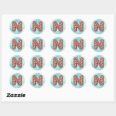 Sticker de Noël "N" sucre de canne, Festive Stripe (Feuille)