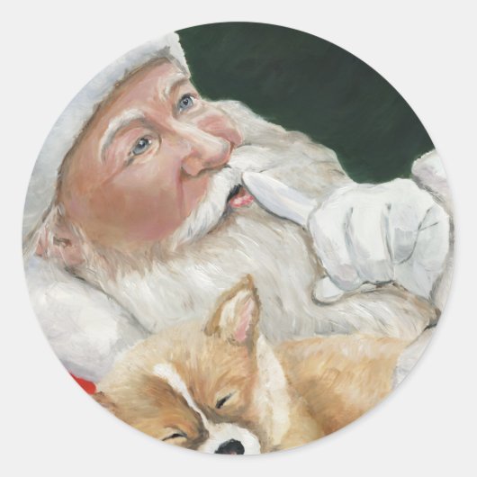 Sticker de Noël père Noël et Corgi Pup (Devant)