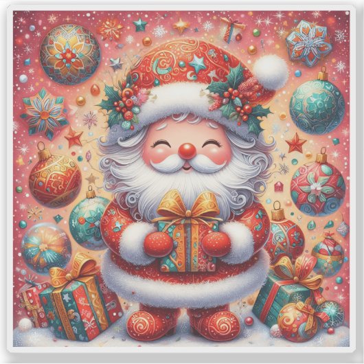 Sticker de Noël Père Noël joyeux (Devant)