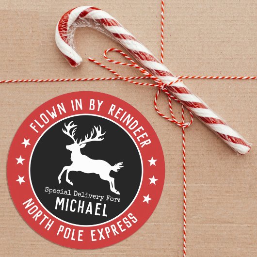 Sticker de Noël père Noël North Pole Reindeer