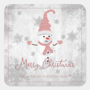 Sticker de Noël Pink Cute Snowman