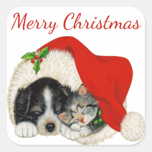 Sticker de Noël pour marionnette et chaton (Devant)