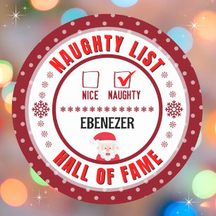 Sticker de Noël Red Naughty ou Nice Hall de la ren