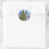 Sticker de Noël rond classique/Arbre de Noël (Sac)