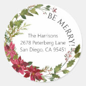 Sticker de Noël rond Poinsettia (Devant)