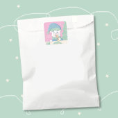 Sticker de Noël rose Carré de l'ours polaire