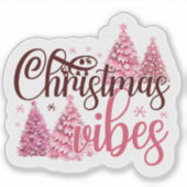Sticker De Noël Rose Festif Avec Vibes Géniales (Devant)
