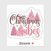 Sticker De Noël Rose Festif Avec Vibes Géniales (Feuille)