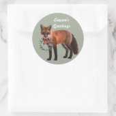 Sticker de Noël Rustique Fox Round, brillant (Sac)