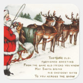 sticker de Noël vintage père Noël et rennes (Devant)