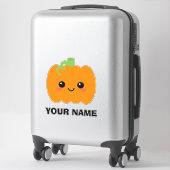 Sticker de nom de bagage, Citrouille mignon (Sur valise)