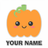 Sticker de nom de bagage, Citrouille mignon (Devant)