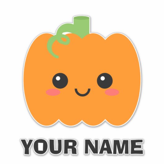 Sticker de nom de bagage, Citrouille mignon (Devant)
