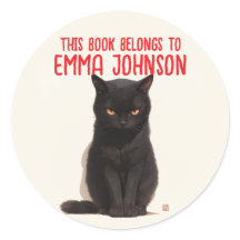 Sticker de nom de chat noir | Retour à l'école