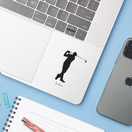Sticker de nom de golfer (Ordinateur portable avec iPhone)