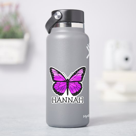 Sticker de nom de la fille papillon pourpre person (HydroFlask)