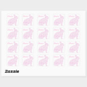 Sticker de nom de lapin rose (Feuille)