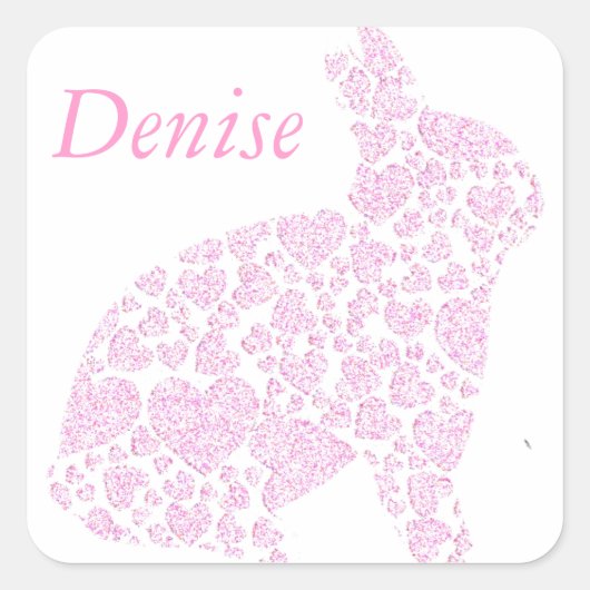 Sticker de nom de lapin rose (Devant)