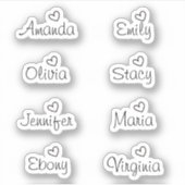 Sticker de nom de script Coeur de signature manusc (Devant)