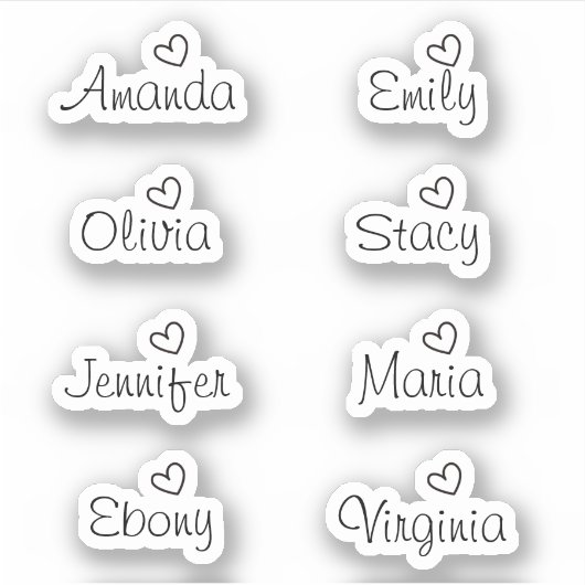 Sticker de nom de script Coeur de signature manusc (Devant)