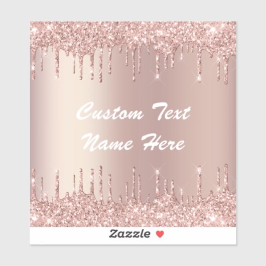 Sticker de nom de texte personnalisé rose Gold Par (Feuille)