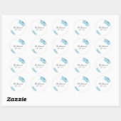 sticker de nom floral romantique bleu (Feuille)
