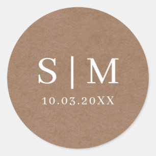 Sticker de nom initial minimaliste rustique