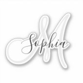 Sticker de nom manuscrit monogramme personnalisé (Devant)