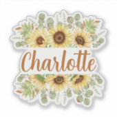 Sticker de nom personnalisé de tournesol (Devant)