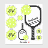 Sticker de nom personnalisé Pickleball (Feuille)