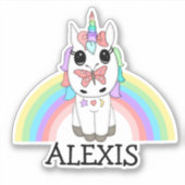 Sticker de nom personnalisé Rainbow Unicorn (Devant)