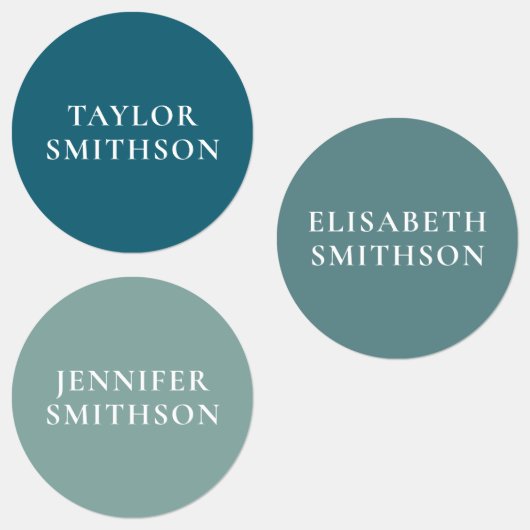 Sticker de nom personnalisé Turquoise bleu simple (Groupe)