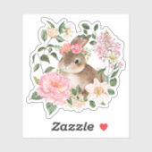 Sticker de Pâques Cadeau Étiquette Bunny Fleurs de (Feuille)