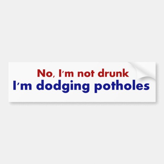 Sticker de pare-chocs non ivre, de nids-de-poule,  (Devant)