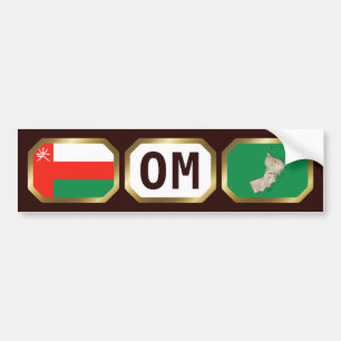 Sticker de pare-chocs Oman Carte du drapeau