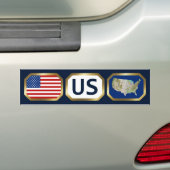 Sticker de pare-chocs USA Flag Map (En voiture)