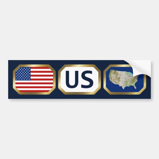 Sticker de pare-chocs USA Flag Map (Devant)