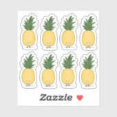 Sticker de personnage de dessin d'ananas souriant (Feuille)