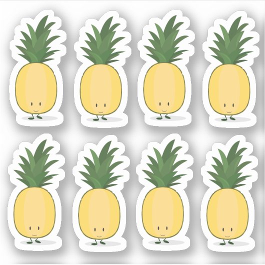 Sticker de personnage de dessin d'ananas souriant (Devant)