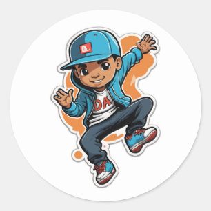 Sticker de personnage de dessin de garçon style ru